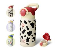 BOTTLE BOTTLE Bouteille d'eau isotherme pour enfants avec couvercle à paille et poignée - 473,6 g - Bouteille d'eau sous vide en acier inoxydable pour école, extérieur, voyage, cadeau pour garçons et