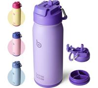 BOTTLE BOTTLE Gourde en acier inoxydable 16oz avec paille pour enfants Violet foncé