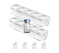 Bottle Holder Refrigerator Wall Mount Storage Rack, 2 Pack Bottle Storage Racks, 5 Slot Acrylic Fridge Shelf with 4 Double-Sided Adhesives for 2.5cm/1 Inch Diameter Bottles