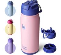 bottlebottle Enfants Gourde en acier inoxydable 16oz avec paille Rose Bubble Candy