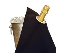 BottleCloths - Collection Classic, Chiffon à Bouteille avec Anneau Métallique pour Seaux à Glace, Coton, 42 cm, Trou d'Angle (Noir avec Anneau Argent, Lot de 1)