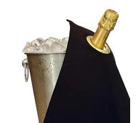 BottleCloths - Collection Classic, Chiffon à Bouteille avec Anneau Métallique pour Seaux à Glace, Coton, 42 cm, Trou d'Angle (Noir avec Anneau Or, Lot de 1)