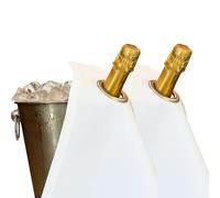 BottleCloths - Collection Classic, Chiffons à Bouteille avec Anneaux Métalliques pour Seaux à Glace, Coton, 42 cm, Trou d'Angle (Blanc avec Anneau Argent, Lot de 2)