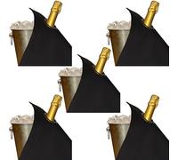 BottleCloths - Collection Classic, Chiffons à Bouteille avec Anneaux Métalliques pour Seaux à Glace, Coton, 42 cm, Trou d'Angle (Noir avec Anneau Charbon, Lot de 5)