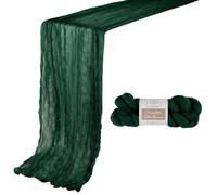 BOUBONI Lot de 1 chemin de table en mousseline émeraude de 10 pieds 35x120 pouces Chemin de table en gaze bohème Chemin de table en tissu fromage pour décoration de fête d'anniversaire, mariage, fête