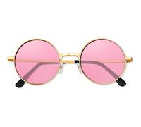 BOUBONI Lunettes de soleil hippie années 70 rondes - Lunettes hippies pour fête avec chiffon coloré, A04-rose, 48 mm