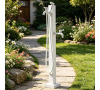 Bouche d'incendie extérieure blanche sans givre, robinet de jardin autoportant à double sortie en laiton monté au sol pour ferme, cour, patio, pelouse(Style 2,Height: 95cm/37.4in)