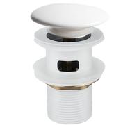 Bouchon à ressort pour lavabo en céramique avec trop-plein, soupape de vidange, soupape à ressort, bouchon universel pour lavabos et meubles de salle de bains (blanc)