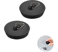 Bouchon Bonde Universel en Caoutchouc, Lot De 2, Pour Évier, Baignoire, Cuisine Salle De Bain, Diamètre 42-47 Mm, Noir