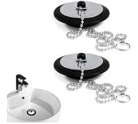 Bouchon de baignoire universel 2 pièces avec chaîne Bouchon d'évier de salle de bain Bouchon de vidange de remplacement p QIEDOVIEY