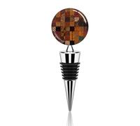 Bouchon de bouteille de vin réutilisable et résistant en patchwork de style | Bouchon de bouteille de vin sous vide en alliage de zinc réutilisable pour identifier votre bouteille de vin