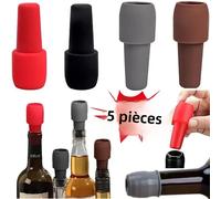 Bouchon de bouteille de vin rouge en silicone souple, double joint, universel, ustensiles de bar, outils de cuisine Red-3pcs set