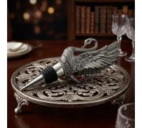 Bouchon de bouteille en alliage doré argenté décoratif pour conservation de vin mousseux rouge blanc 14,1 cm (argent)
