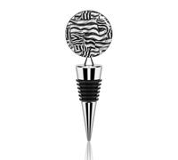 Bouchon de bouteille réutilisable en alliage de zinc avec motif drapeaux noirs et blancs - Bouchon de bouteille étanche sous vide avec joint en caoutchouc de silicone pour champagne et bière - Garde