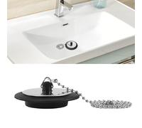 Bouchon de Lavabo avec La Chaîne à Billes Bouchon, 6.6 * 4.3 * 2.4 Bouchons D'évier en Caoutchouc, pour Baignoire, Cuisine, pour Salle de Bain, Eviers d'un Diamètre de 43 mm