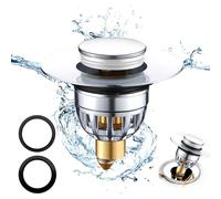 Bouchon de lavabo inox, Pop up Bouchon de vidage Universel, Bouchon de Vidange Amélioré, Flitre de Vidange Anti-Bloqué,Pull Type Bonde Evier,pour Baignoire, Cuisine, Lavabo(Orifice de Vidange 34-40mm)