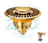Bouchon de lavabo pop-up universel 32-43 mm - or, inox/laiton, drainage rapide