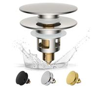 Bouchon de lavabo universel (28–48 mm), élégant mécanisme à ressort en laiton avec soupape à pression, bouchon de lavabo à ressort, pour lavabos de salle de bains, nickel brossé