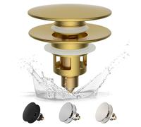 Bouchon de lavabo universel (28–60 mm), élégant mécanisme à ressort en laiton avec soupape à pression, bouchon de lavabo à ressort, pour lavabos de salle de bains, finition or brossé