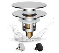 Bouchon de lavabo universel (30–46 mm), élégant mécanisme à ressort en laiton avec soupape à pression, bouchon de lavabo à ressort, pour lavabos de salle de bains, chromé