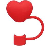 Bouchon de paille en silicone en forme de cœur pour Stanley de 76,2 et 1,2 l, couvercle de paille en forme de cœur, 10 mm, anti-éclaboussures, réutilisable, capuchon de paille pour Stanley (rouge)