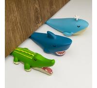 Bouchon de porte mignon 3Pcs, arrêt de porte Animal de requin de Crocodile de baleine de bande dessinée, coin de porte décoratif pour le plancher (enregistrement de brevet)