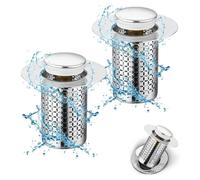 Bouchon de vidange à ressort en deux parties en acier inoxydable, bouchon de vidange universel à ressort avec tamis anti-obstruction pour évier, cuisine et salle de bains.