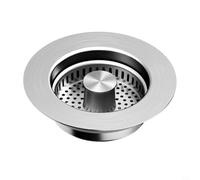 Bouchon de vidange d'évier de cuisine 3 en 1 en acier inoxydable - Filtre alimentaire - Panier amovible pour évier de cuisine standard américain de 7,9 cm - Étanche à l'huile - Résistant à la rouille