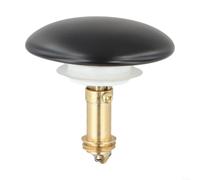 Bouchon de vidange d'évier pop-up en laiton avec joint en caoutchouc pour systèmes de vidage de lavabo et baignoire Noir 66 mm