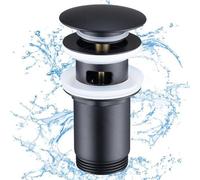 Bouchon de vidange pour lavabo, noir mat, bouchon de vidange universel avec trop-plein