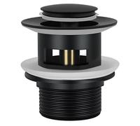 Bouchon de vidange pour lavabo sans trop-plein, noir, bouchon de vidange universel à clapet, valve de vidange universelle de 1 1/4 pouce pour lavabos et éviers, bouchon de vidange pour lavabo de salle
