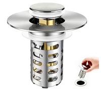Bouchon de vidange universel à ressort pour évier, crépine en acier inoxydable, bouchon de vidange avec crépine pour évier (28,5 mm à 55 mm), noyau en laiton, anti-obstruction