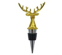 Bouchon de vin en alliage de zinc en forme de tête de cerf pour bouteilles de champagne Bouchon décoratif argenté 12 cm (doré)