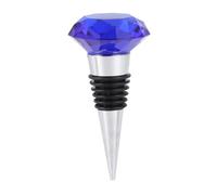 Bouchon de Vin en Cristal Bleu, Métal Silicone, Conservation | Design Diamant Élégant, Scellage pour Vin, Bière et Boisson, Fêtes et Occasions