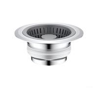 Bouchon d'évier en laiton - 8,4 cm - Double panier anti-fuite | Corps en laiton massif, pour double ABS, joint étanche, s'adapte aux canalisations de 8,4 cm, facile à presser pour fermer