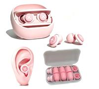 Bouchon D'oreille pour Dormir,Réutilisable en boules quies Silicone Flexible Earplugs Protection Auditive pour le Sommeil/la Concentration/Livré avec un étui de rangement et 10embouts (rose)