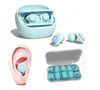Bouchon D'oreille pour Dormir,Réutilisable en boules quies Silicone Flexible Earplugs Protection Auditive pour le Sommeil/la Concentration/Livré avec un étui de rangement et 10embouts (bleu)