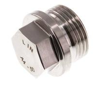 Bouchon G1'' en acier inoxydable avec collier et hexagone externe 40bar (562.0psi)
