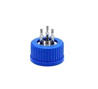 Bouchon GL45 ajusté en acier, Three hole cover SMALL | Couvercle de bouteille de laboratoire fileté pour applications d ' interface de tubes de cuves de fermentation