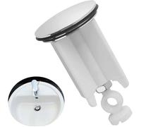 Bouchon lavabo universel - 1 pièce, réglable - Blanc - Convient pour lavabo, baignoire, cuisine Étiquette