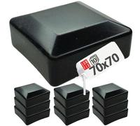Bouchon tube carré 70x70 mm, cache tube, capuchon poteau clôture, protection tube acier, bouchon plastique noir, embout carré, forme carrée, embout poteau, 10 pièces, Lun Fix.