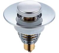 Bouchon universel pour lavabo de salle de bain, avec crépine pour trous d'évacuation de 32 à 42 mm, bouchon à pression en acier
