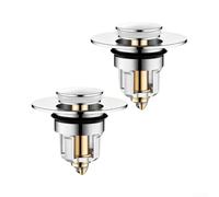Bouchon Vidange Laiton 2-Pack Anti-Odeur 33-40mm | Laiton massif, mécanisme click-clack, anti-odeur, joint caoutchouc, 33-40mm, lot de 2