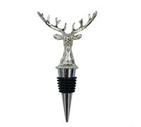 Bouchon Vin Tête Cerf Alliage Zinc Joint Silicone(Silver) | Alliage zinc , joint silicone étanche, conserve arômes, design tête cerf unique, 12cm hauteur
