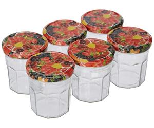 Bouchonnerie Jocondienne 678 6 Pots à Confiture + Couvercle Décor Fruit 24 x 10 mm