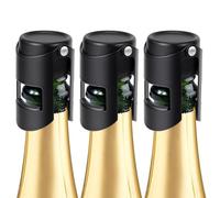 Bouchons à Champagne, Lot de 3 Bouchon de Bouteille de Vin Pétillant en Acier Inoxydable, Crée Un Vide, Anti-fuite Restez Frais, Garde Bulles pour Te Sceller Vos Bouteilles de Prosecco ou vin