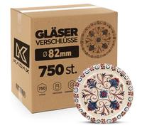 Bouchons à vis KADAX, diamètre 82 mm, lot de 750 pièces, bouchons à visser, fabriqués en métal, bouchons de rechange pour bocaux de conservation, bocaux à confiture, pots à miel et bocaux à vis (beige