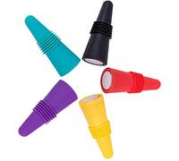 Bouchons de Bouteille de vin,5 Pièces Bouchons à Vin Silicone,Bouchons de Bouteille Réutilisables avec vis pour Conserver l'alcool de Boisson au Champagne