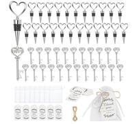Bouchons de bouteille de vin et décapsuleurs en forme de cœur - Lot de 36 pièces - Cadeaux d'invités pour un mariage - Alliage de zinc - Réutilisables - Noir