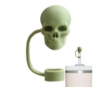 Bouchons de paille en forme de tête de mort pour verres à boire - Couvercle de paille squelette en silicone - 10 mm - bouchon de paille pour accessoires de tasse